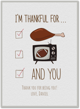 Thankful For Football Card