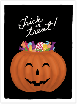 Trick or Treat Pumpkin Card by Slightly Stationery Card