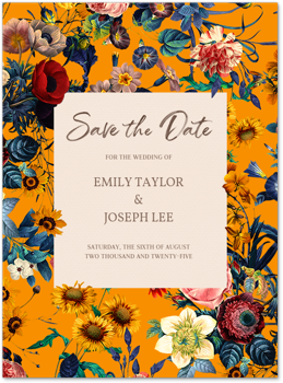 Vibrant Blooms (Save the Date) by Burcu Korkmazyurek Card