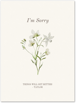 White Flowers & Greenery (Sorry) Card