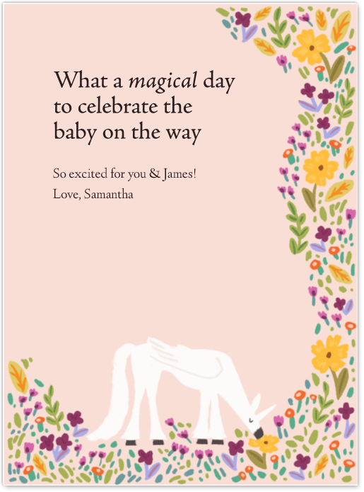 Magical Unicorn Baby Shower Card