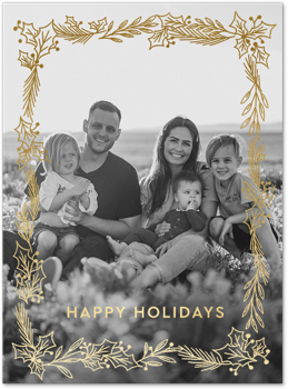 Happy Holidays Gold Foil Border Card