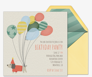 Pet Dog Balloons Invitation