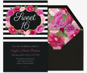 Floral Sweet 16 Invitation