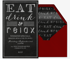 Eat, Drink & Relax Invitation