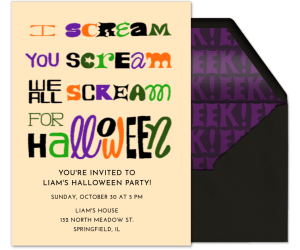 Scream For Halloween Invitation