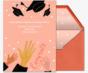 Cap Toss Graduation Invitation