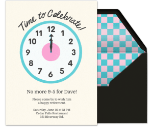 Retire O'Clock Invitation