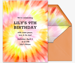 Tie-dye Party Sunburst Invitation