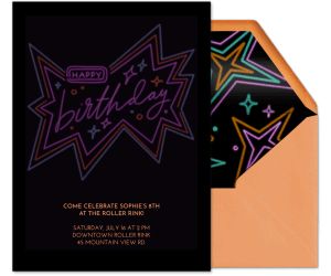 Happy Birthday Neon Sign Invitation