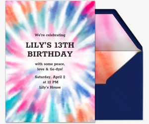 Tie-dye Party Cool waves Invitation