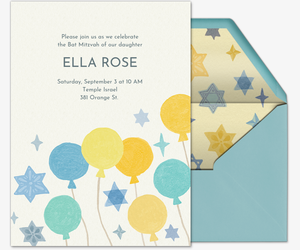 Star of David and Balloons Invitation