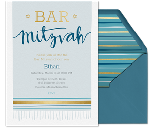 Bar Mitzvah Tallit Shawl Invitation