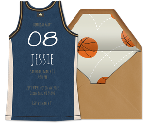Basketball Jersey Blue Invitation