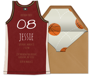 Basketball Jersey Red Invitation