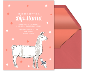 Dip Llama Graduation Invitation