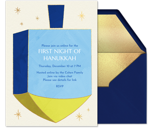 Dreidel Color Block Invitation