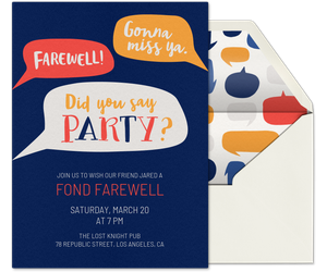 Farewell Speech Bubble Invitation