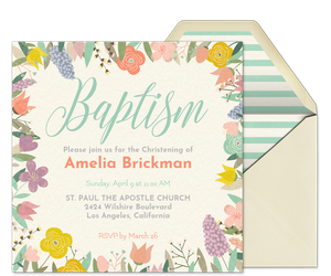 Floral Baptism Invitation