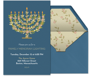 Floral Menorah Invitation
