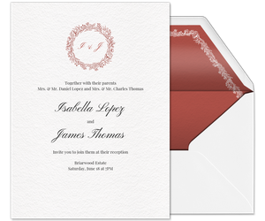Red Floral Monogram (Wedding) Invitation