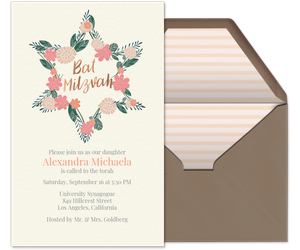 Floral Star of David Invitation
