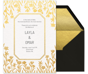 Gold Flora Border (Reception) Invitation