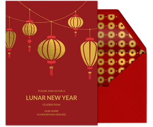 Gold Foil Lanterns Invitation
