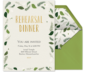 Green Rehearsal Dinner Invitation