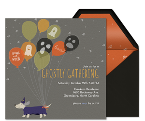 Halloweenie Ghostly Balloons Invitation