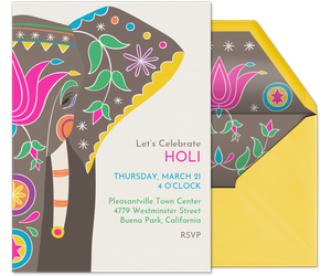 Holi Fest Elephant Invitation