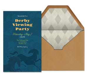 Off to the Races Blue Invitation