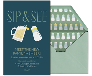 Sip and See Baby Bottles Invitation