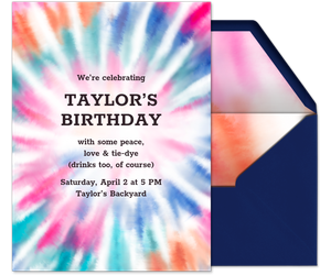 Tie-dye Party Cool waves Invitation