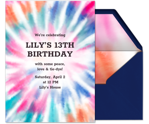 Tie-dye Party Cool waves Invitation