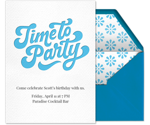 Time to Party (Blue) Invitation