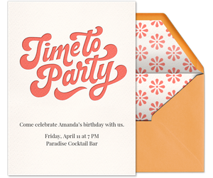 Time to Party (Coral) Invitation