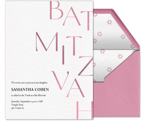 Typographic Bat Mitzvah Invitation