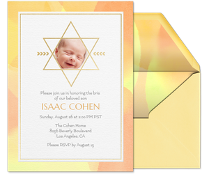 Watercolor Star of David Invitation