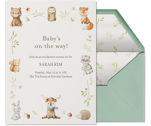 Watercolor Woodland Border Invitation