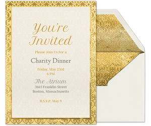 Gold Embossed Dinner Invitation