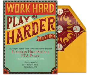Work Hard Play Harder Invitation