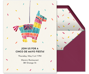 Colorful Donkey Piñata by CatCoq Invitation