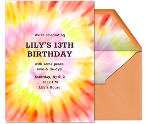 Tie-dye Party Sunburst Invitation