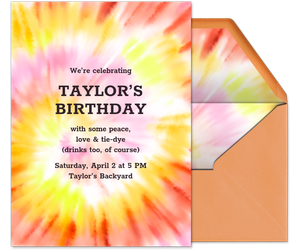 Tie-dye Party Sunburst Invitation