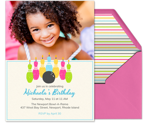 Bowling Birthday Candles Invitation