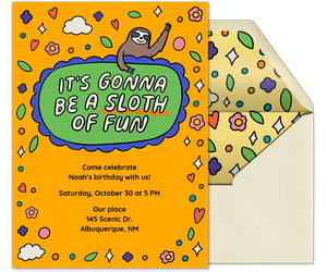 Sloth of Fun Birthday Invitation