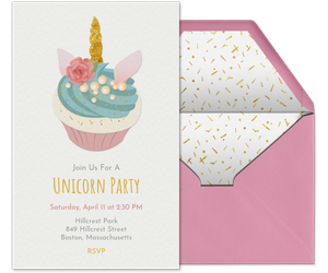 Unicorn Cupcake Invitation