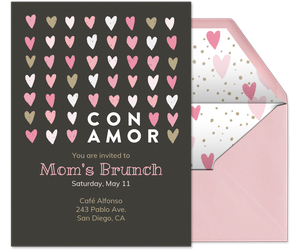 With Love Hearts Spanish Invitation