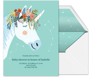 Woodland Unicorn by Mia Charro Invitation